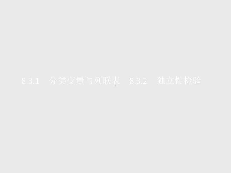 （新教材）高中数学人教A版选择性必修第三册课件：8.3.1　分类变量与列联表　8.3.2　独立性检验.pptx_第1页