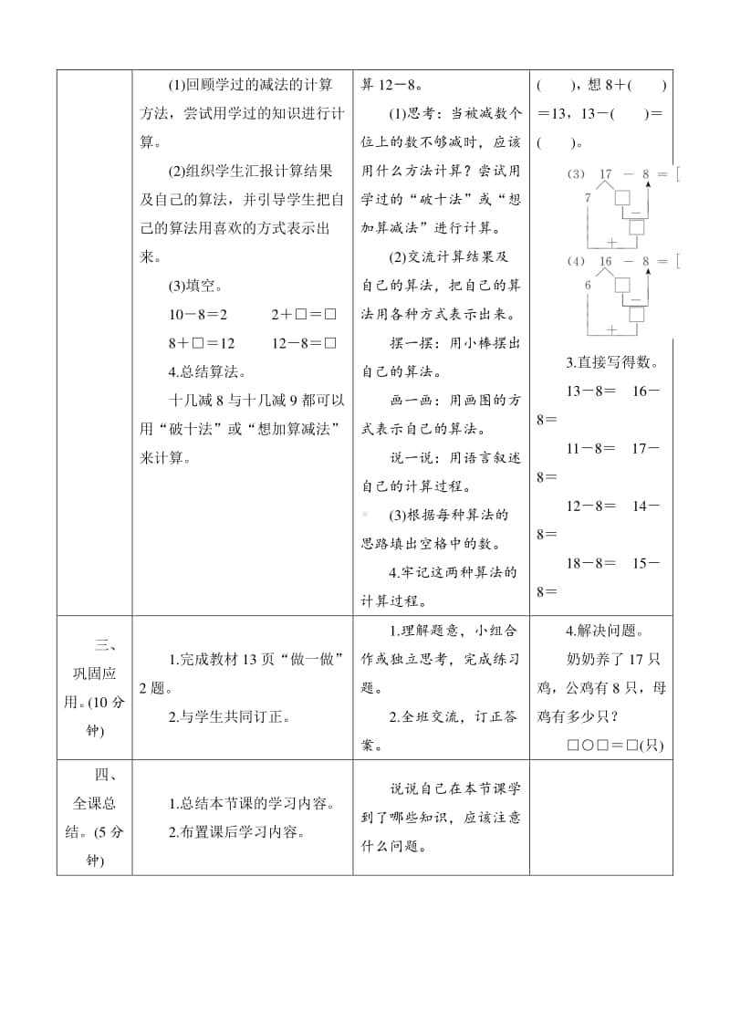 人教版2019学年小学数学一年级下册第2单元第2节第1课时《十几减》导学案设计.docx_第2页