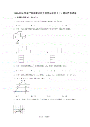 2019-2020学年广东省深圳市光明区九年级（上）期末数学试卷.docx