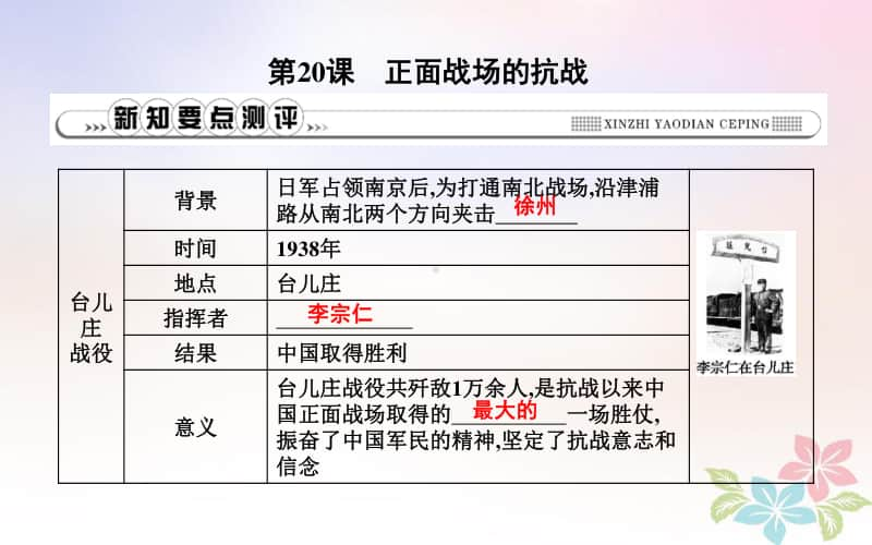 人教部编版八年级上册历史第六单元中华民族的抗日战争第20课正面战场的抗战ppt课件.ppt_第1页