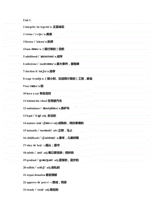 （2020新版）外研版英语选择性必修二 unit 1单词表.docx