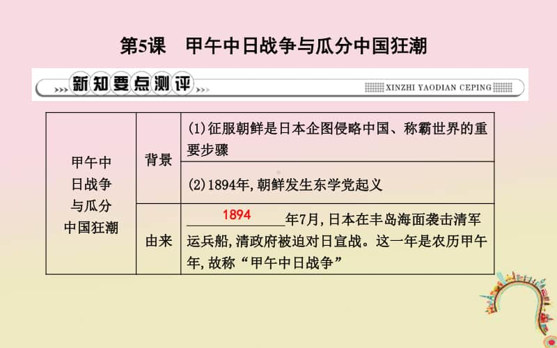 人教部编版八年级上册历史第二单元近代化的早期探索与民族危机的加剧第5课甲午中日战争与瓜分中国狂潮ppt课件.ppt_第1页