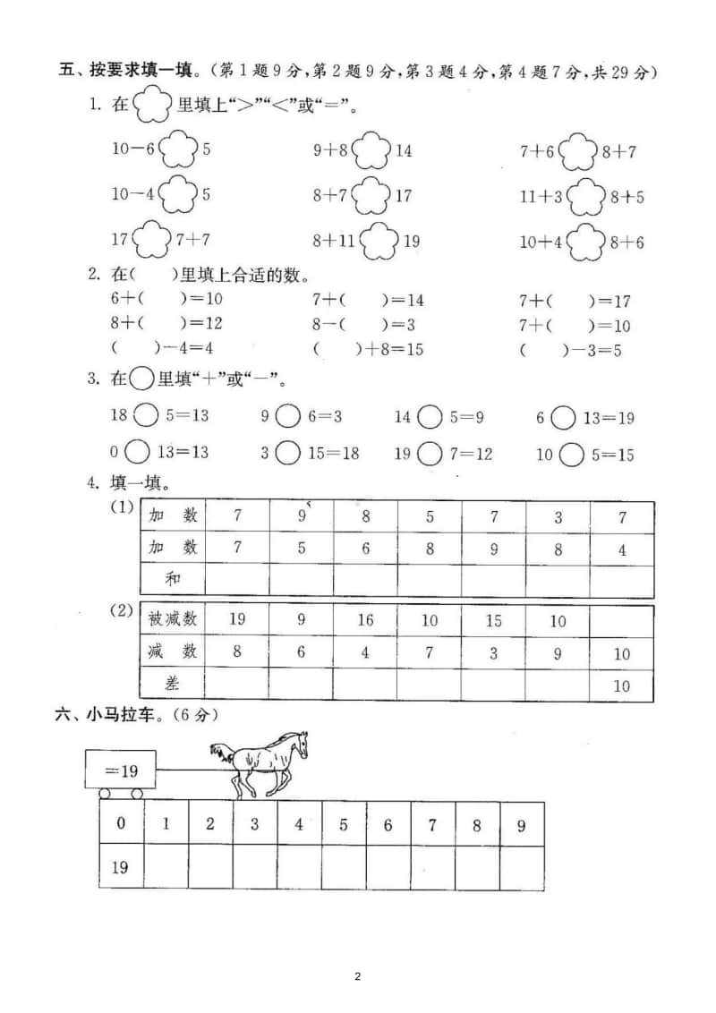 小学数学人教版一年级上册期末复习《数的计算》专项练习.doc_第2页