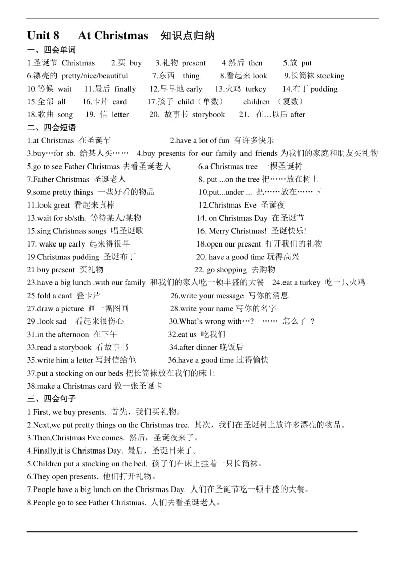 牛津译林版五年级上册英语Unit+8+知识点整理.doc_第1页