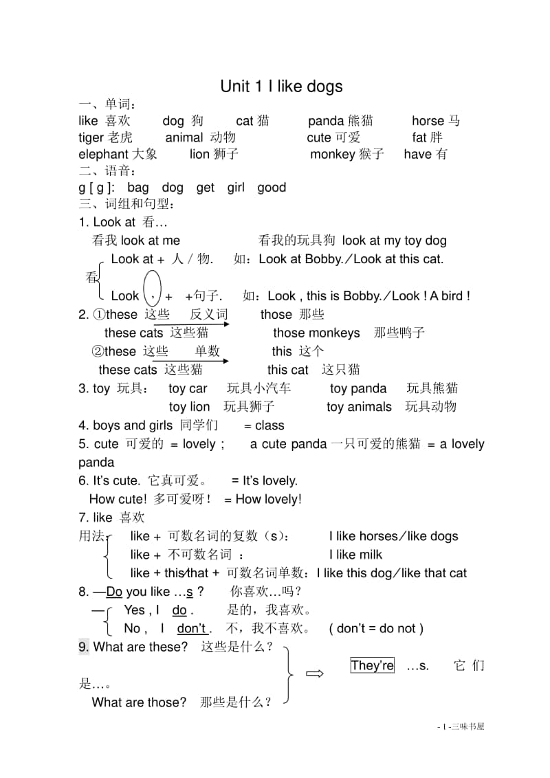 牛津译林版四年级上册英语4A知识点资料.doc_第1页