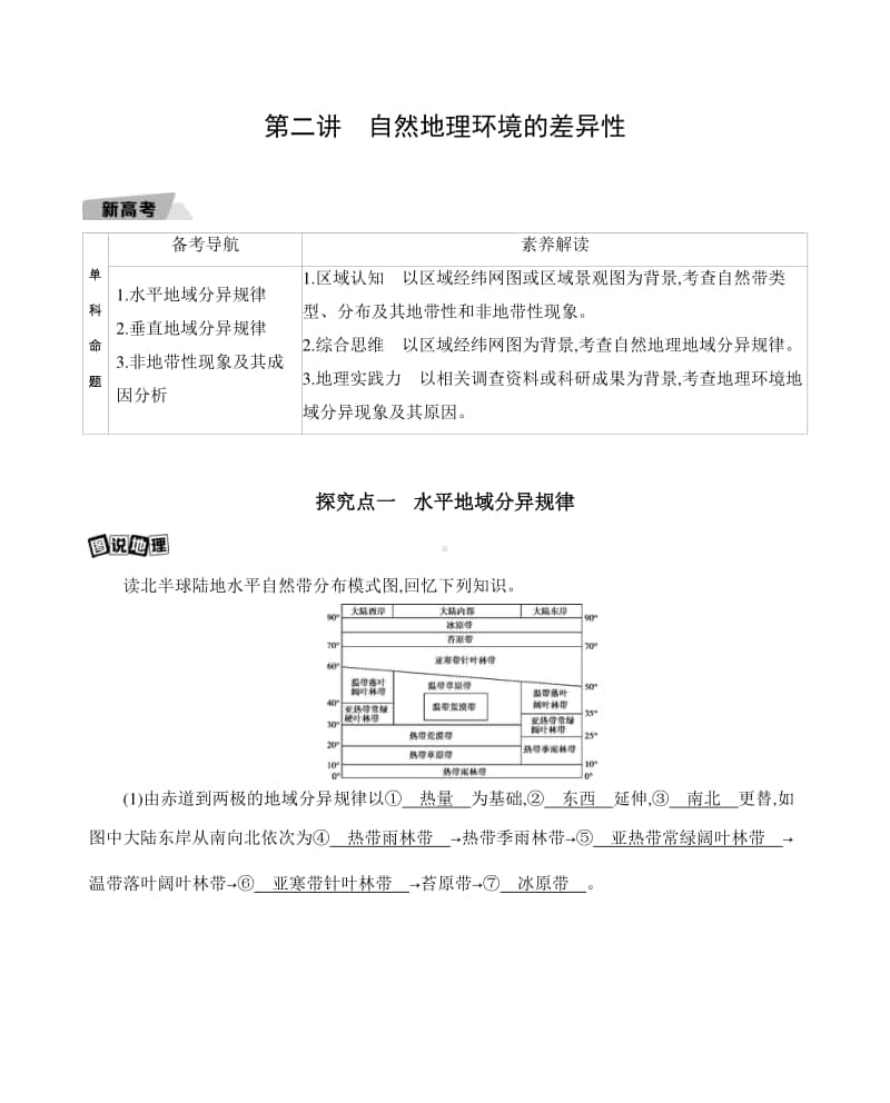 第二讲　自然地理环境的差异性（2021高中地理必修一》）(001).docx_第1页