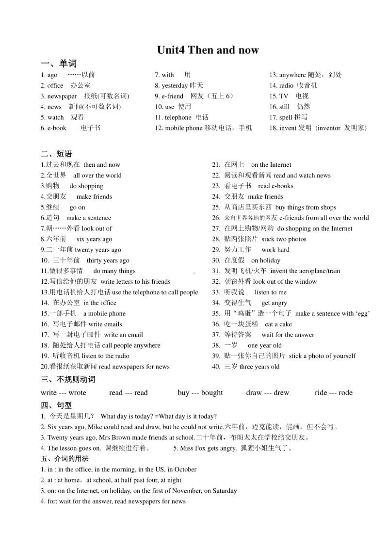 新牛津译林版六年级上册《英语》Unit4 知识点梳理.pdf_第1页