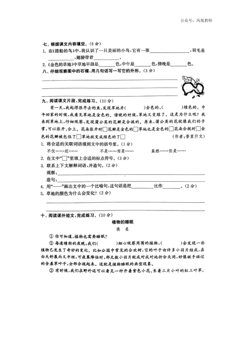 部编版语文三年级（上）第五单元测试卷16（含答案）.docx_第3页