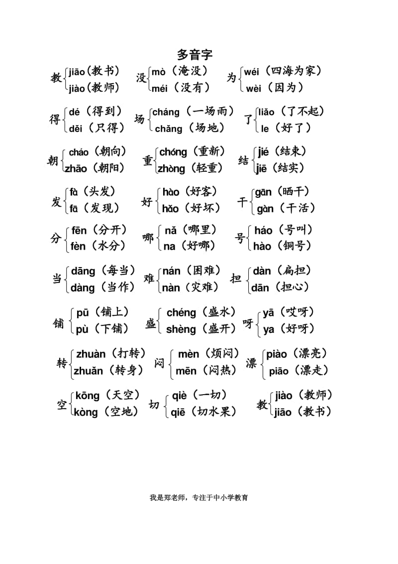 部编版二上语文期末复习之多音字复习.doc_第1页