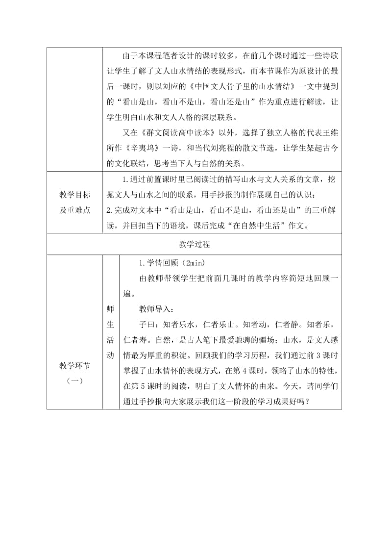 高中群文阅读精品教学设计：《中国文人的山水情结》高一（10页教案）.pdf_第2页