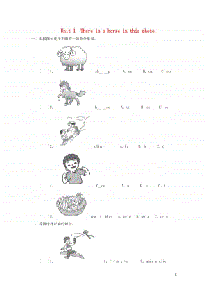 外研版（三起）四年级上册《英语》module7unit1thereisahorseinthisphoto.练习题（含答案）.doc