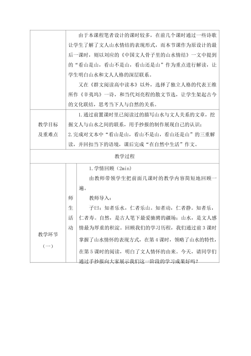 高中群文阅读精品教学设计：《中国文人的山水情结》高一（10页教案）.doc_第2页