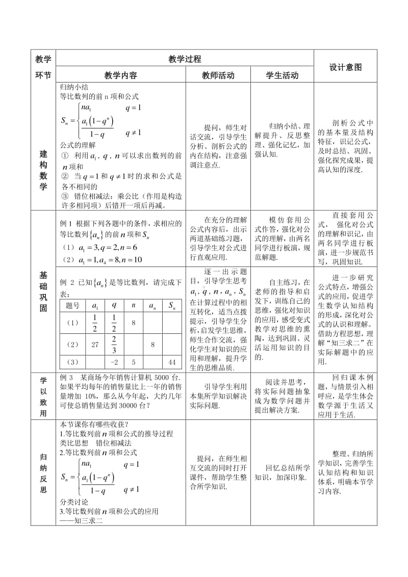 等比数列前n项和教案(教学设计)（第九届全国高中青年数学教师优秀课展示与培训活动）.docx_第3页