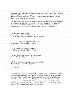 新牛津译林版六年级上册《英语》阅读理解练习每天5篇（13）（含答案）.docx