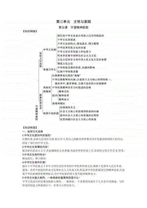 人教部编版九年级上册道德与法治第五课 守望精神家园知识点总结.docx