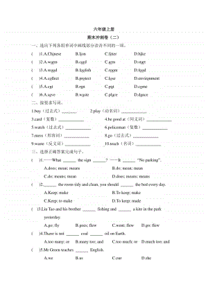 新牛津译林版六年级上册《英语》期末冲刺卷（二）（含答案）.docx