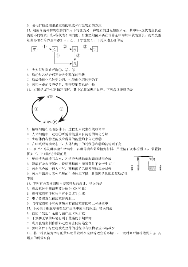 （新教材）2021年高中生物浙科版必修1：期末检测（二）（含解析）.doc_第3页