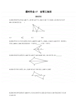 2021中考数学专题练习17　全等三角形.docx