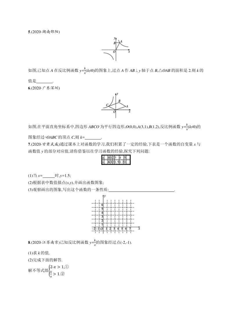 2021中考数学专题练习11　反比例函数及其应用.docx_第2页