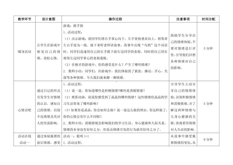 苏教版六年级心理健康教育上册第三课《做情绪的主人》教案.doc_第2页