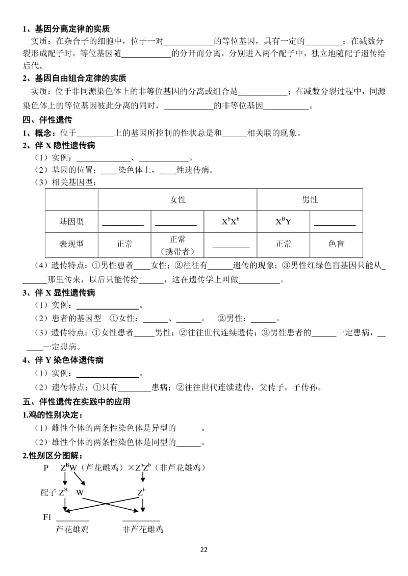 学考复习默写13-基因在染色体上、伴性遗传（含答案）.doc_第2页