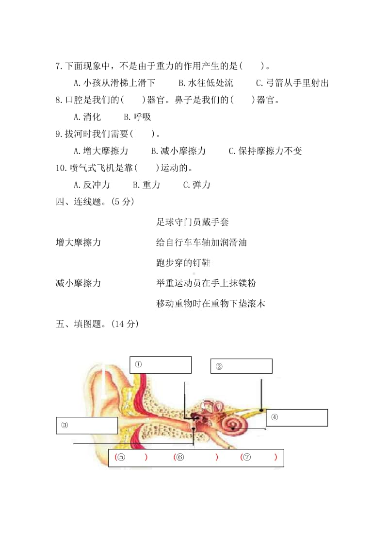 2020教科版科学四年级上册期末测试卷（含答案）.docx_第3页