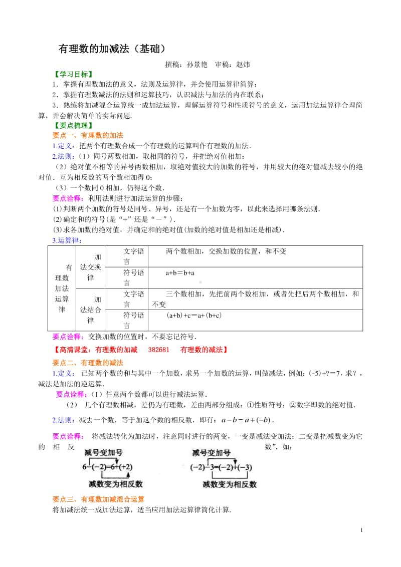 有理数的加减法（基础）知识讲解.doc_第1页