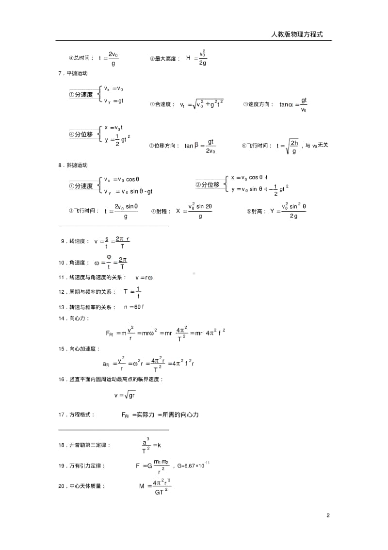 物理高一公式大全.pdf_第2页