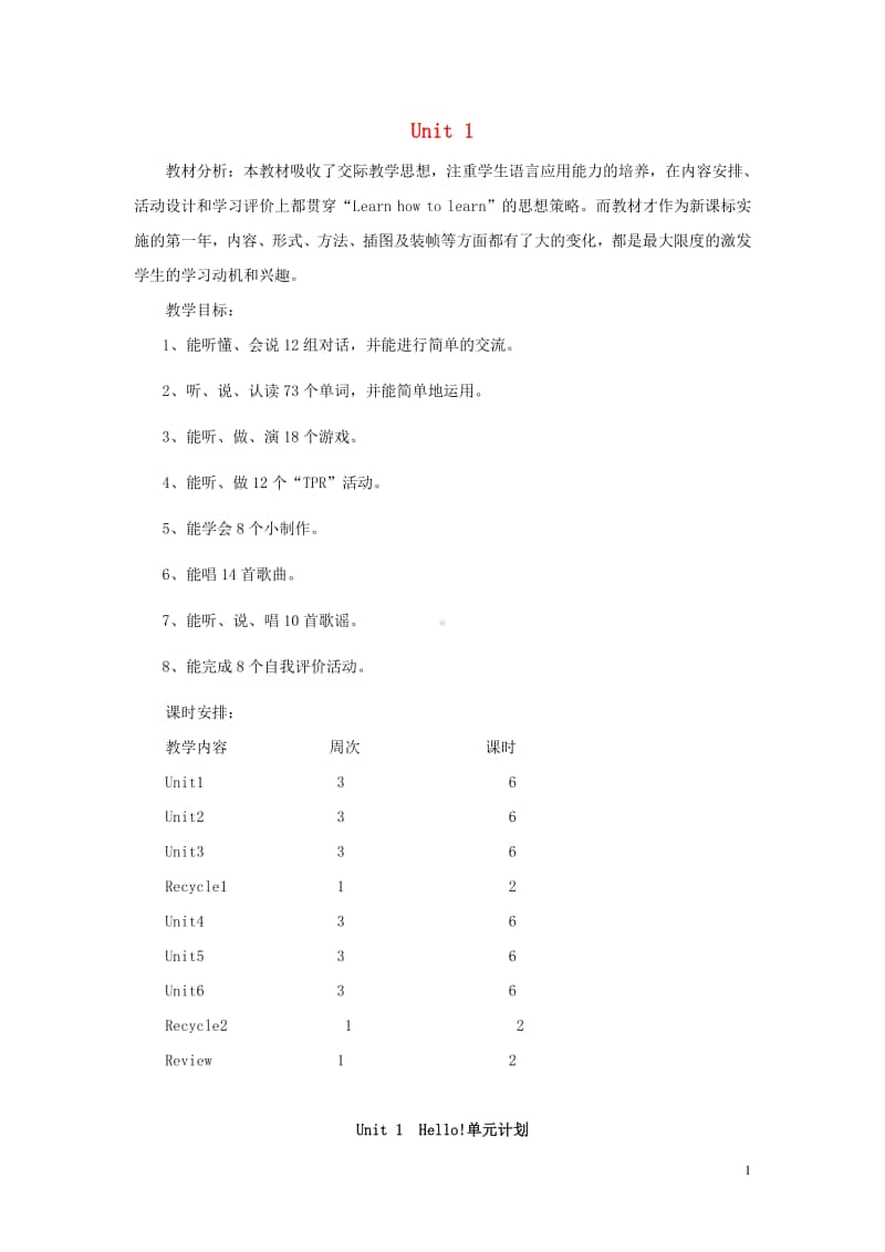 人教版PEP三年级上册英语Unit1Hello教案6.doc_第1页