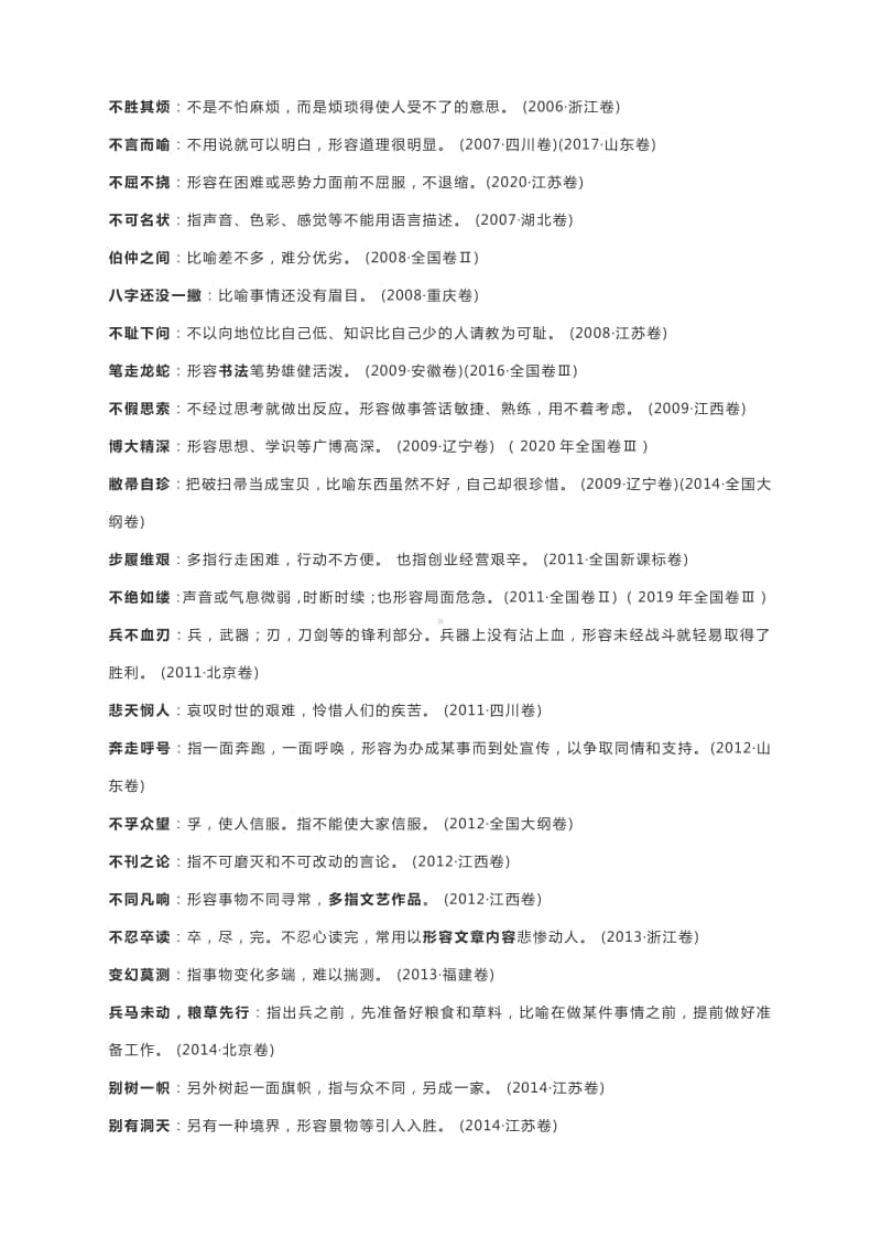 历年高考常用成语分类索引（2005-2020）.docx_第2页