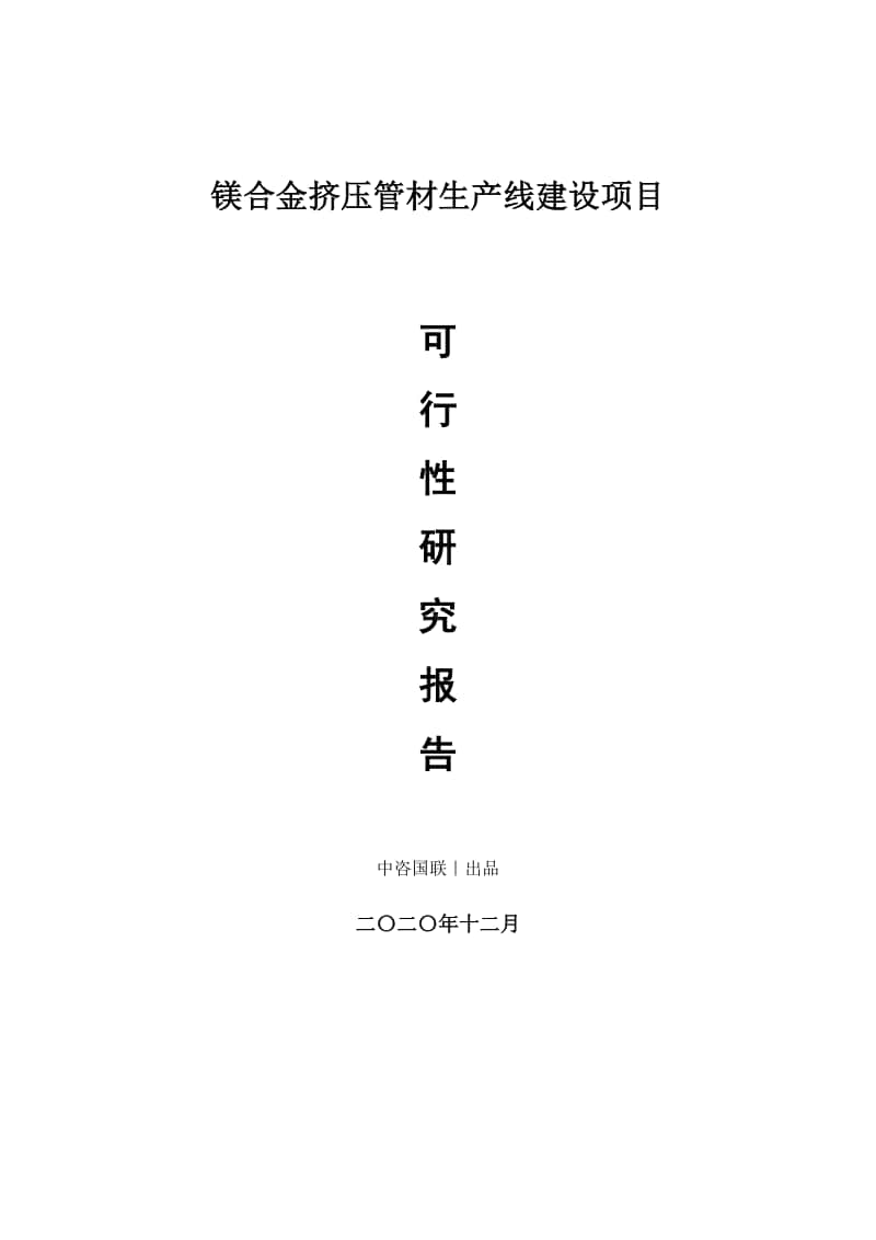 镁合金挤压管材生产建设项目可行性研究报告.doc_第1页