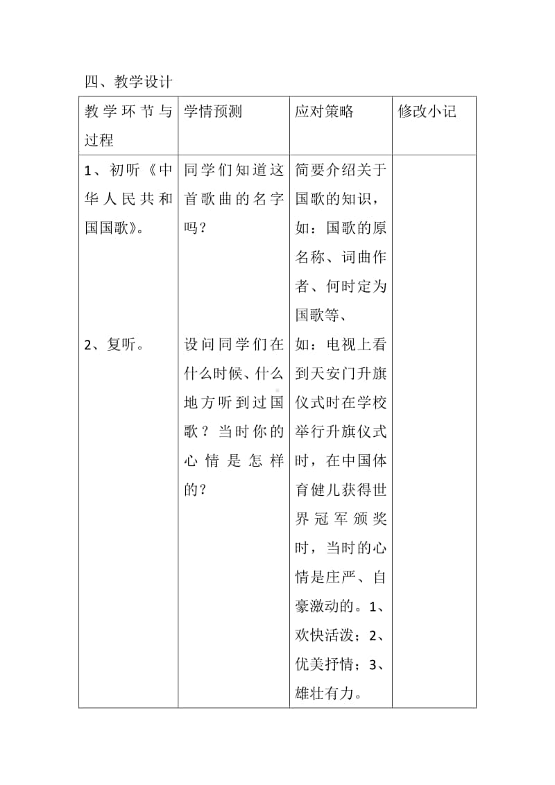 第三单元 国旗 国歌-唱歌-国旗国旗真美丽-教案、教学设计-(013)冀少版一年级上册音乐.doc_第2页