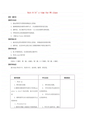 重庆大学版四年级上册英语Unit6It’sTimeforPEClassLesson1教案.docx