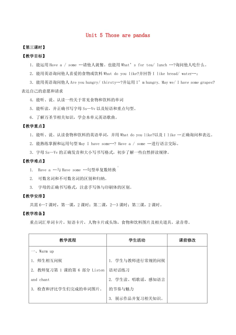 重庆大学版四年级上册英语Unit5ThoseArePandasLesson3教案.docx_第1页