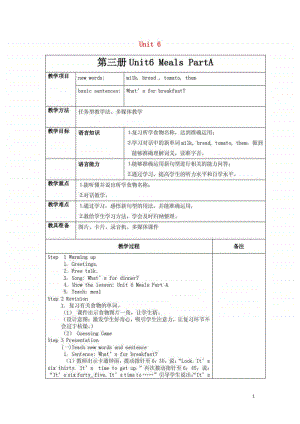 闽教版四年级上册英语Unit6MealsPartA教学设计扫描版.doc