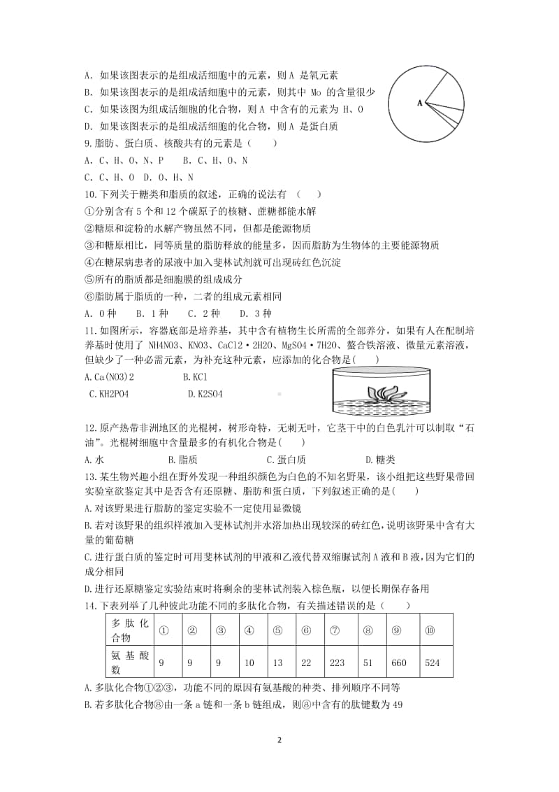 西电附中2020年11月高一生物期中考试题.docx_第2页