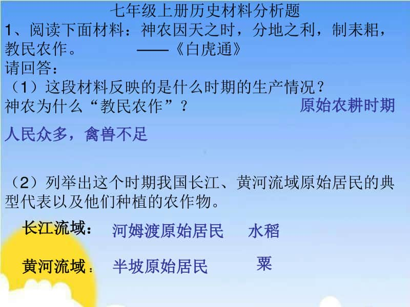 人教部编版七年级上册历史：材料分析题 专题课件(共16张PPT).ppt_第1页