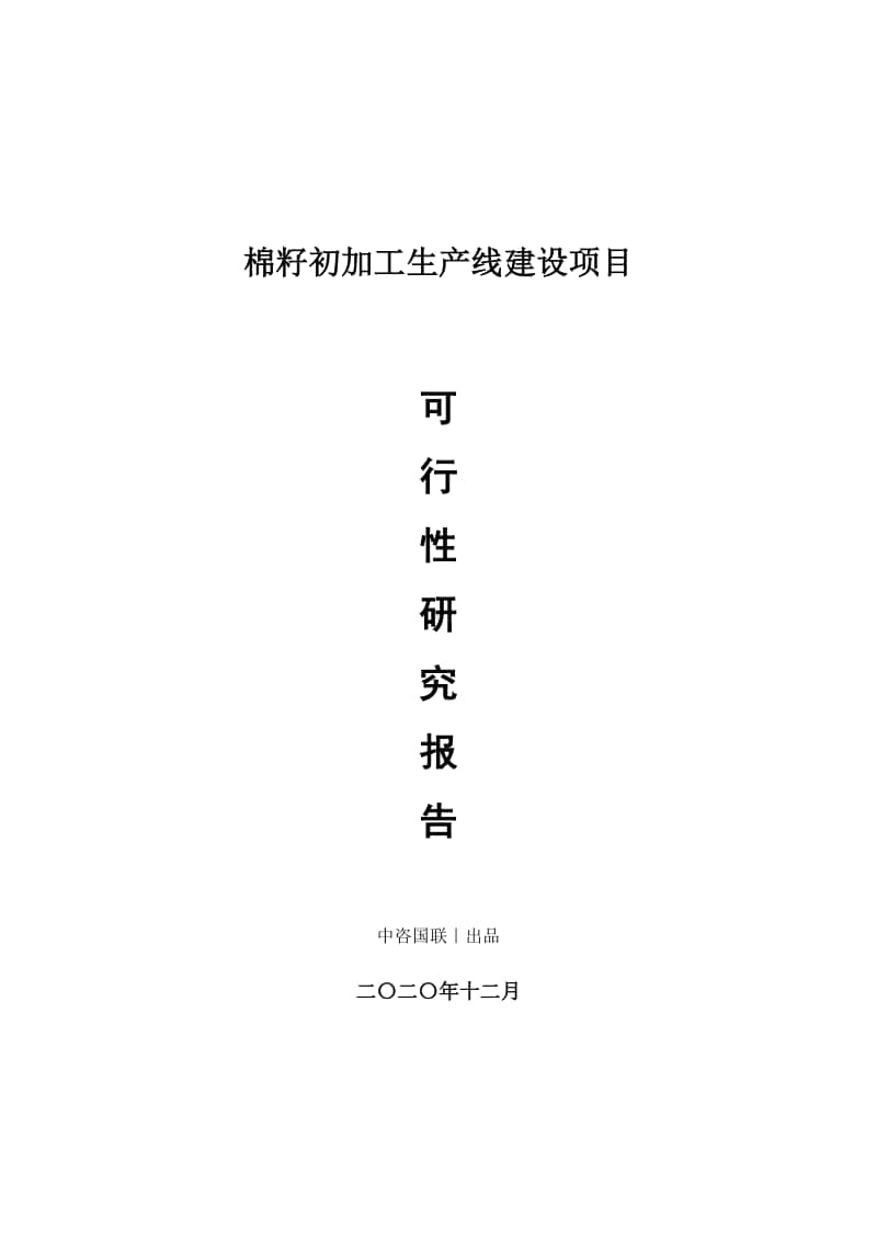 棉籽初加工生产建设项目可行性研究报告.doc_第1页