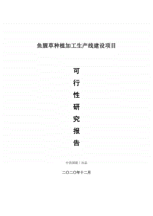 鱼腥草种植加工生产建设项目可行性研究报告.doc