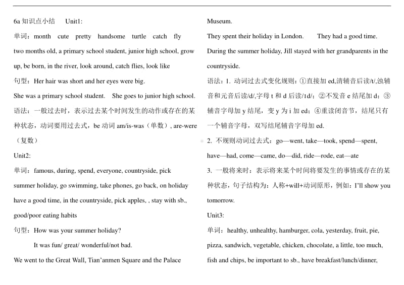 沪教版（三起）六年级上册英语6a知识点小结.doc_第1页