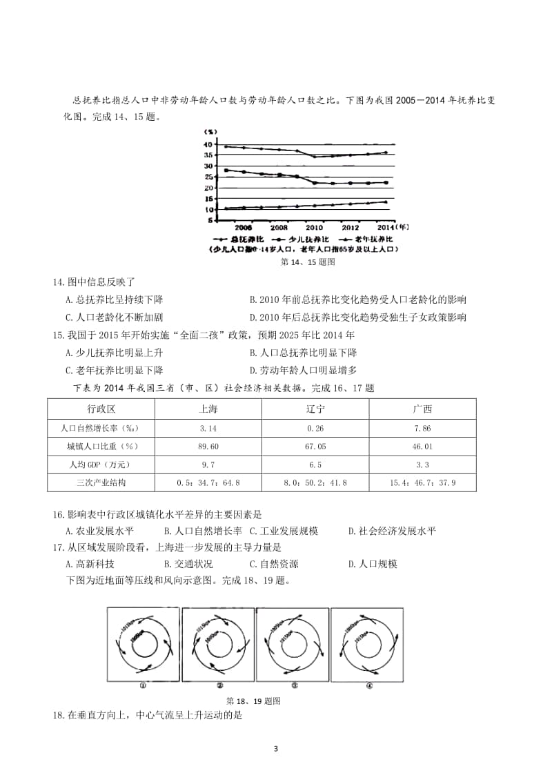 2016年10月浙江省普通高校招生选考科目试题地理（含答案）.doc_第3页