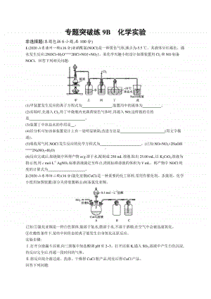 2021年新高考化学二轮复习：专题突破练9B　化学实验.docx