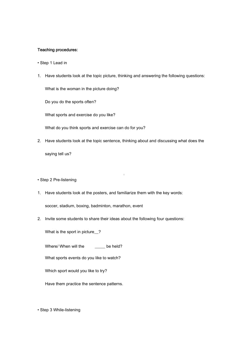 Unit 3 sports and fitness P1 listening and speaking 教案（新教材）人教版（2020新)英语高一必修一.docx_第2页