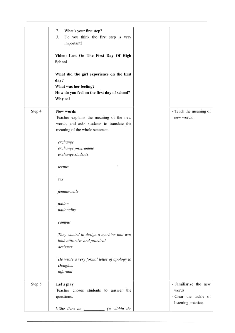 人教版（2020新）必修第一册 Welcome Unit Period 1 Listening and Speaking教案.doc_第2页