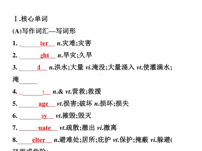 2020新人教版高一必修一unit4natural disasters词汇讲练课件.pptx_第1页