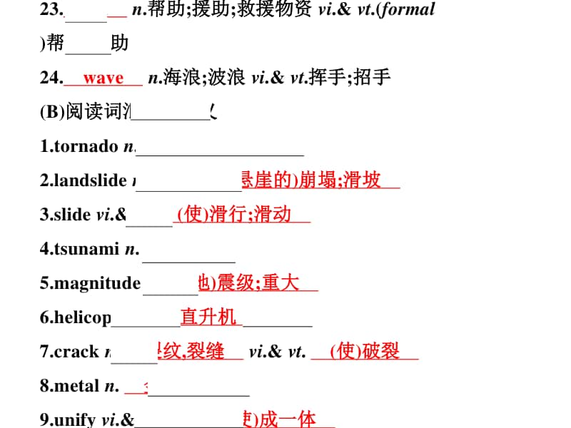 2020新人教版高一必修一unit4natural disasters词汇讲练课件.pptx_第3页