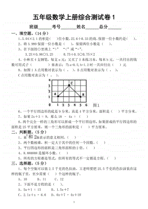 小学数学人教版五年级上册综合测试卷（共2套经典题型知识全面）.doc