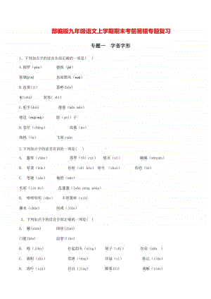 部编版语文九年级上学期期末考前易错专题复习：语音与汉字、词语的理解等（全册完整版）.docx