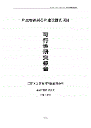 片生物识别芯片建设投资项目可行性研究报告-实施方案-立项备案-申请.doc