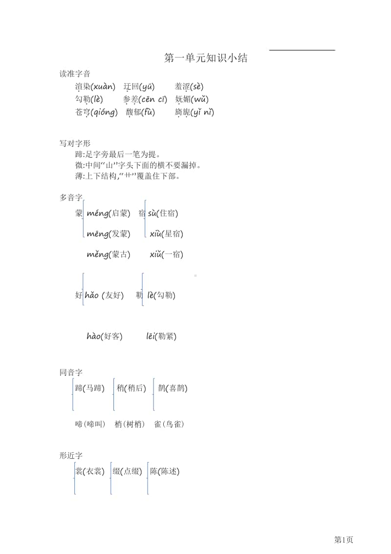 六年级上册语文部编版知识要点.pdf_第1页